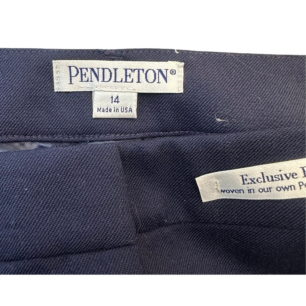 Pendleton Women Navy Blue Wool Blend Pencil Skirt Business Career Preppy Size 14 - Picture 9 of 14